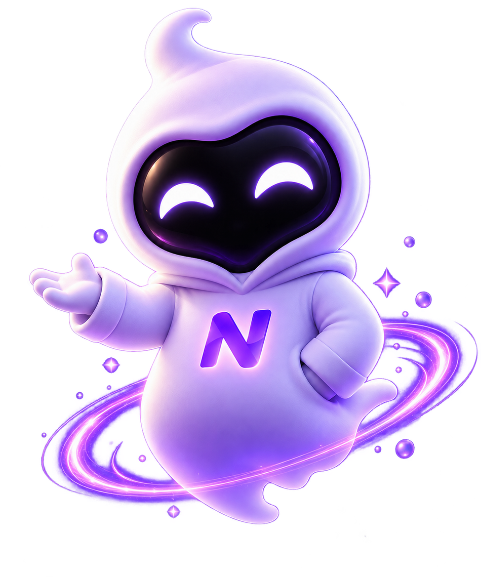 Nallo, the violet AI co-founder mascot